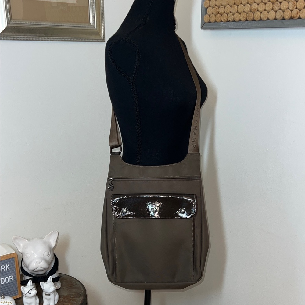 Longchamp Brown Nylon Messenger Bag